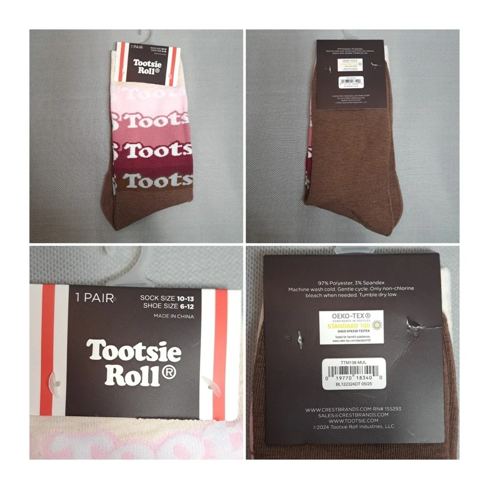 2-Pairs Tootsie Roll Low-Cut Socks Sock Size 10-13/Shoe Size 6-12 Multicolor‎