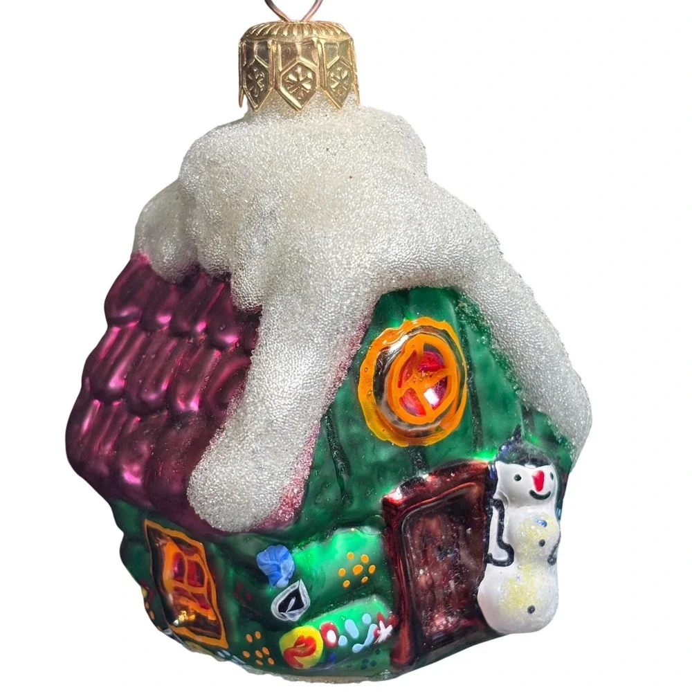 Christopher Radko Wee Berry House With Snowman Ornament‎