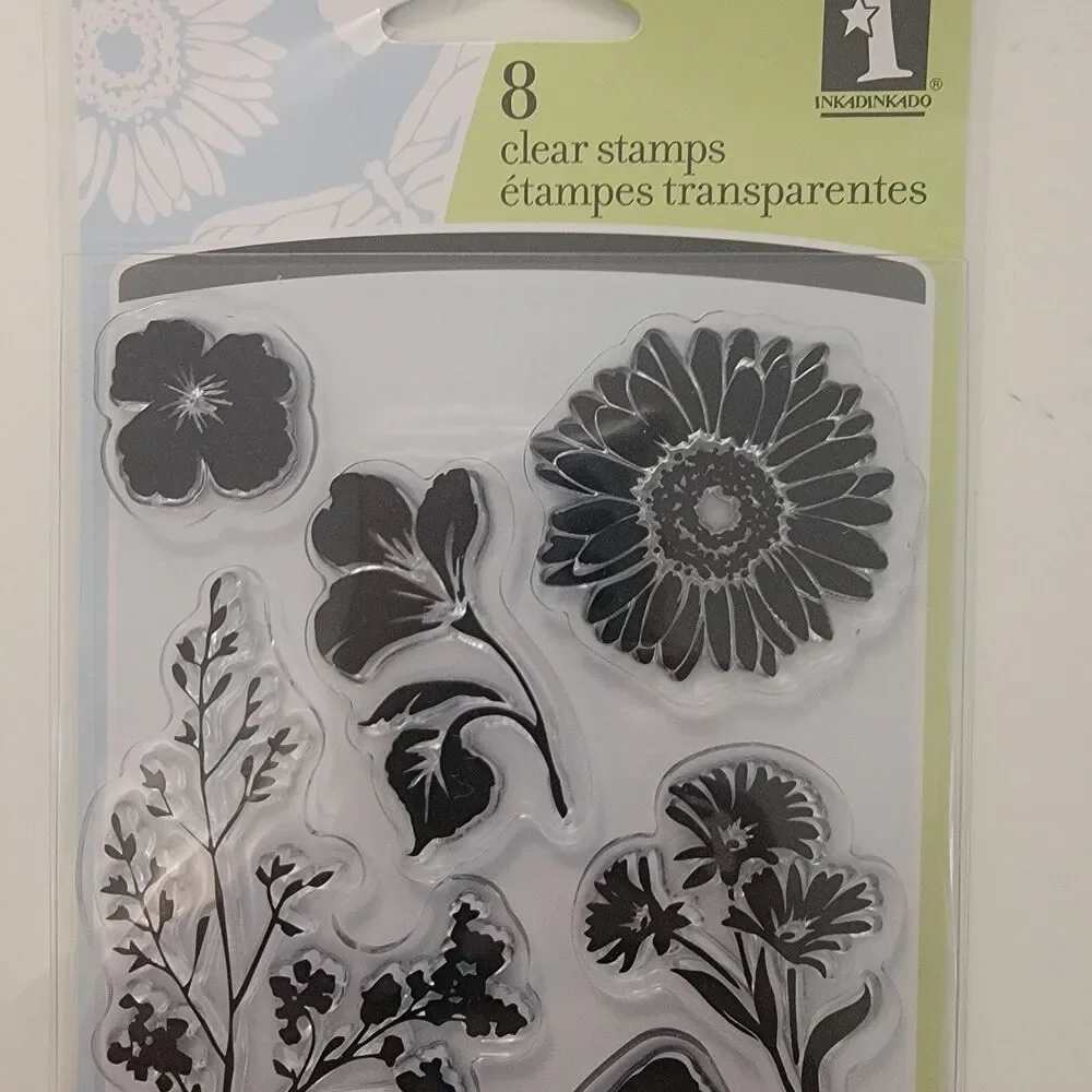 Inkadinkado Clear Stamps Birds, Butterflies & Flowers LOT of 3 Sets - 19 Stamps