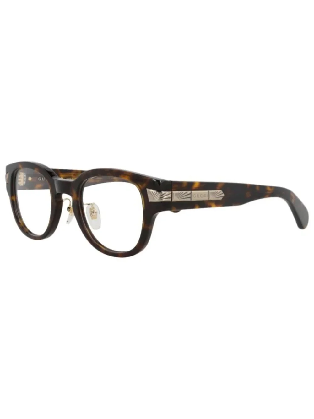 New Gucci Women's Eyeglasses Round Oval Recycled Acetate Frame Havana Havana