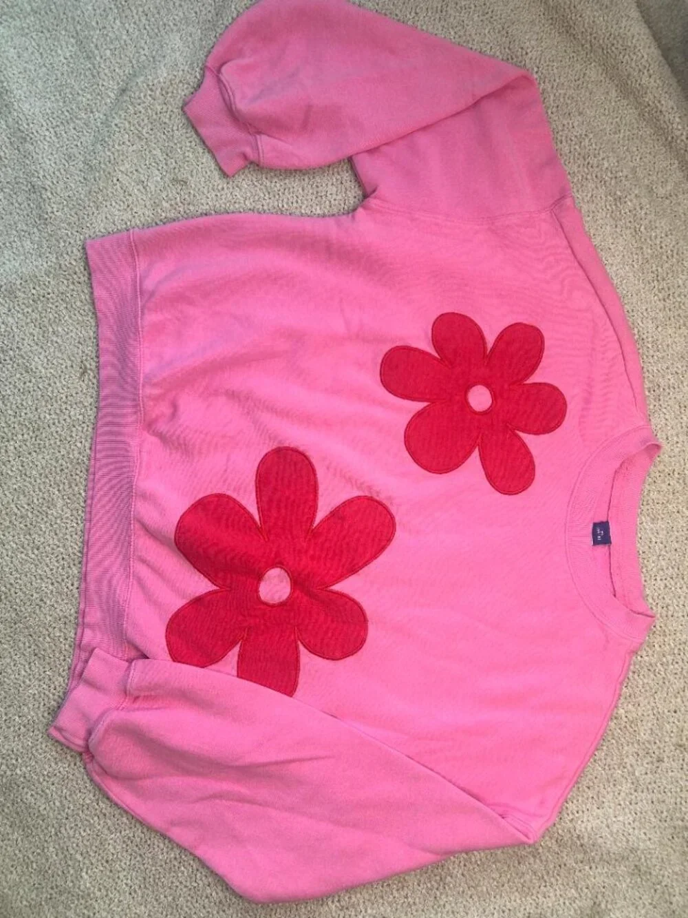 Girls Oversized Pink Flower Sweatshirt