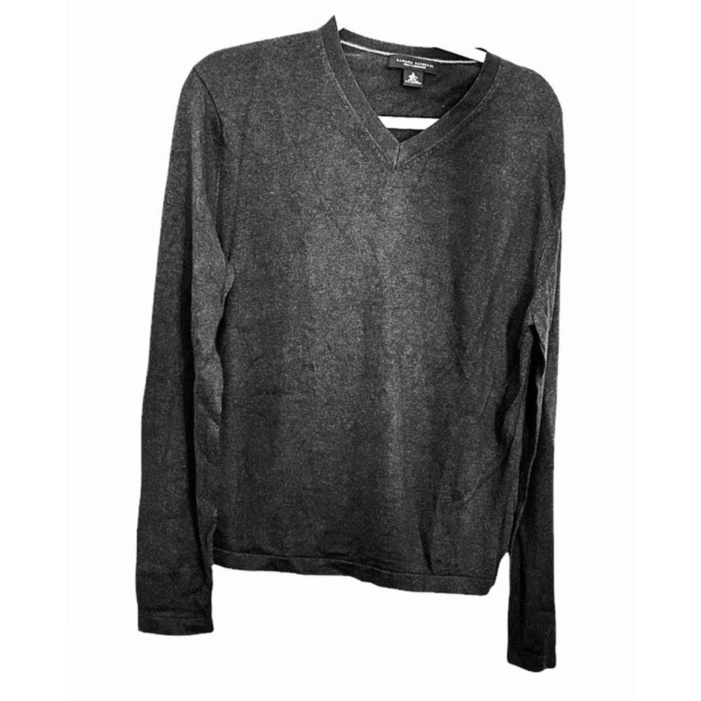 Banana Republic‎ Sweater Mens Medium Gray Silk Cashmere V Neck Preppy Old Money