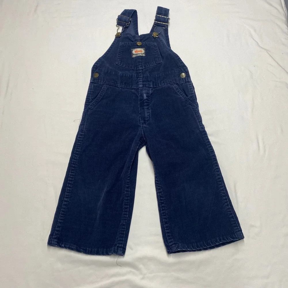 Vintage OshKosh B'gosh Navy Blue Corduroy Bib Overalls Toddler Kids