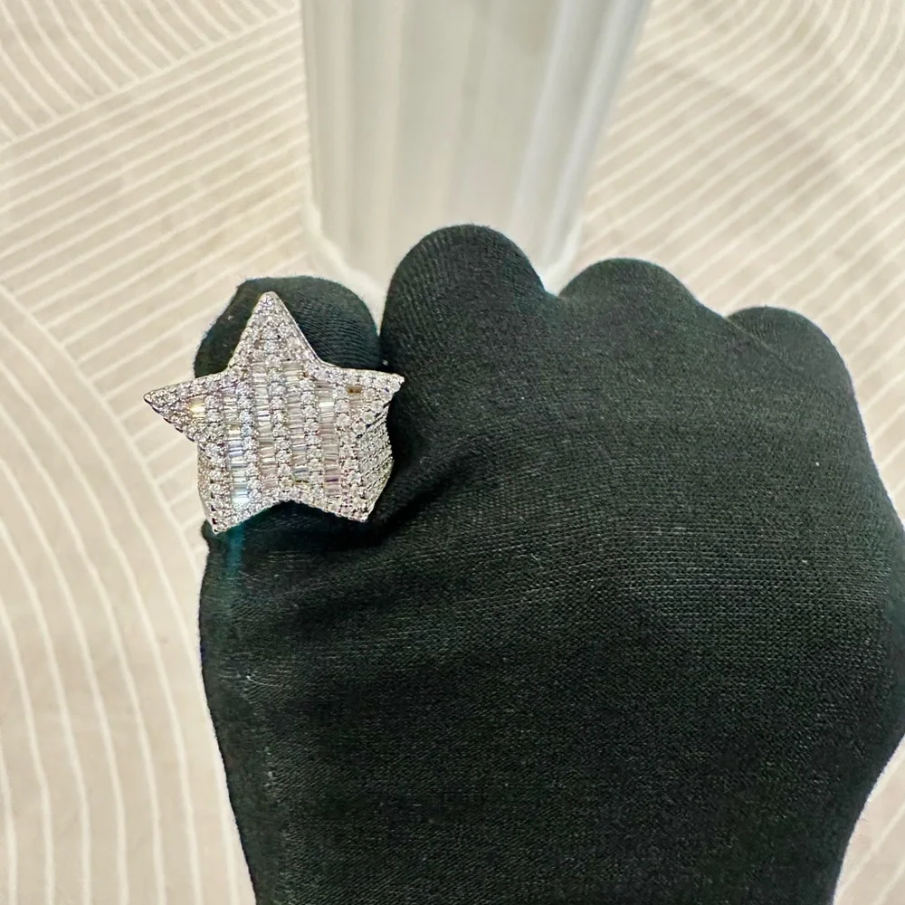 Solid 925 Sterling Silver Star Ring Size 10 - Silver 5 Point Star Band Jewelry