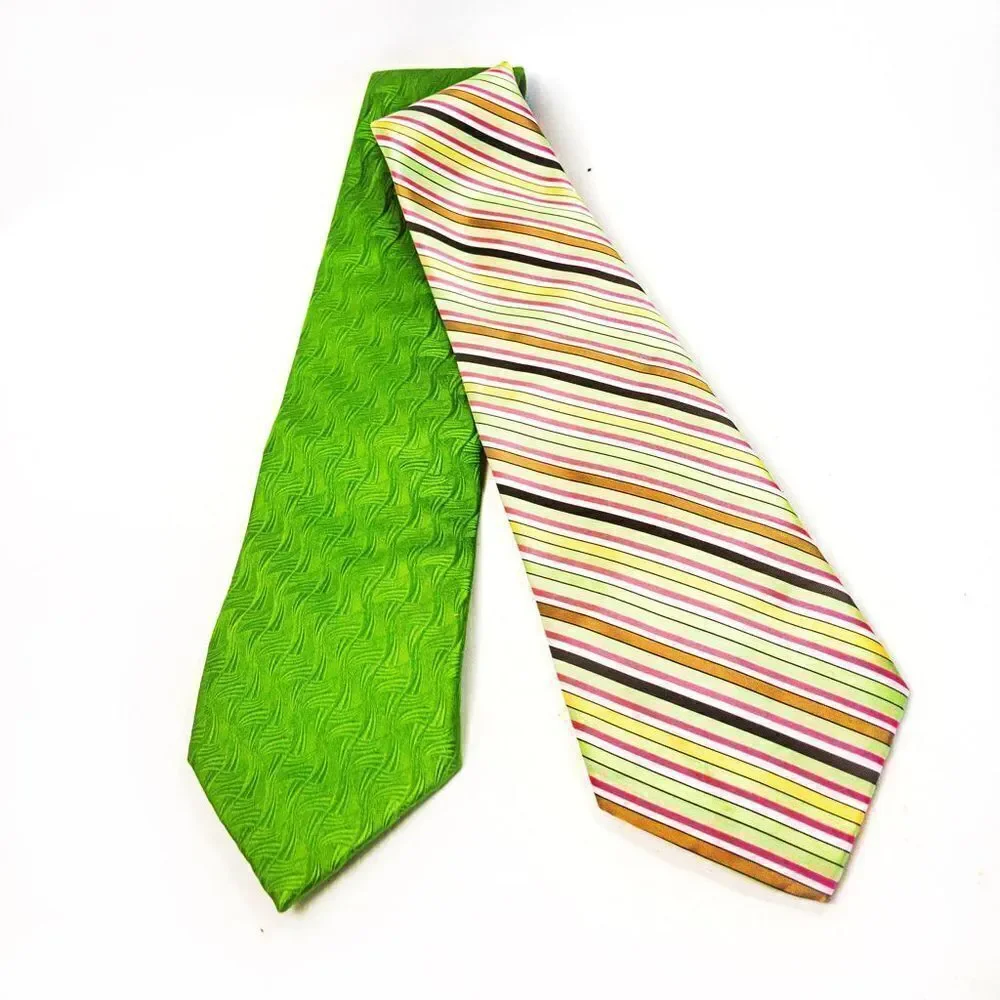 Bright Vintage Tie Bundle: RBM Green Silk & Wembley Striped Poly