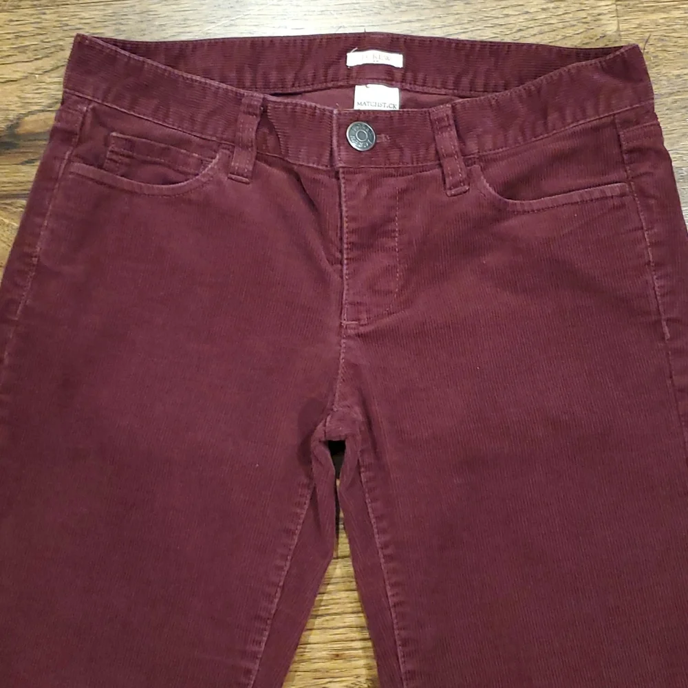 Womens J. Crew Matchstick burgundy corduroy jeans size 25S