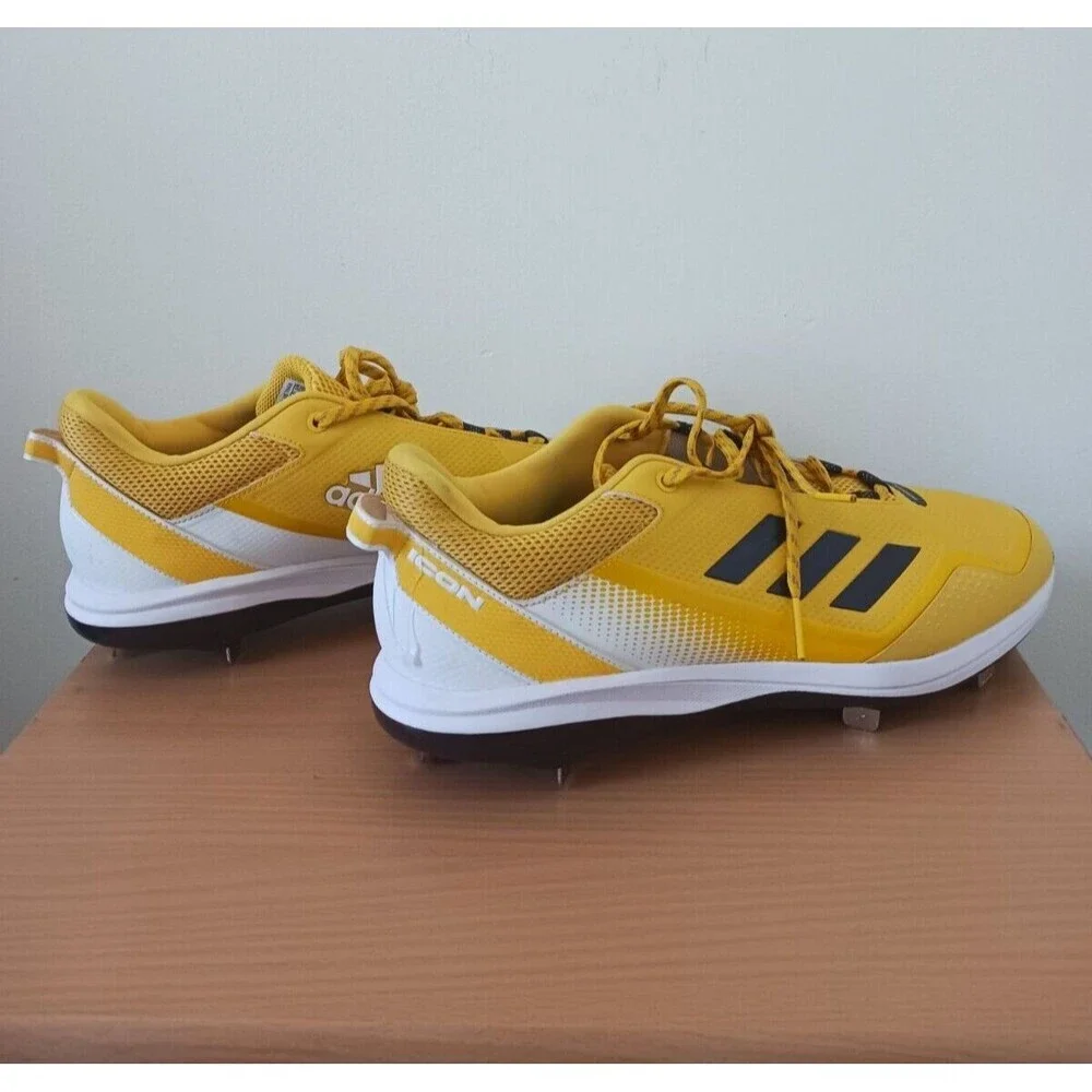 Adidas Icon 7 Metal‎ Baseball Cleats Mens Shoes Yellow Black GX5834 Size 14