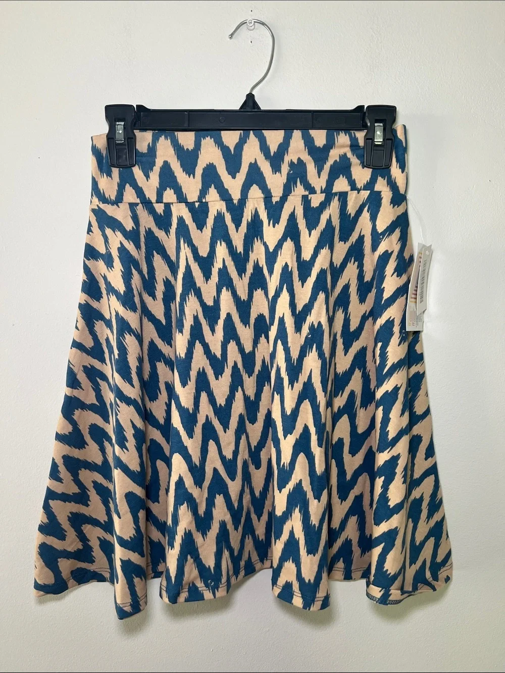LuLaRoe Kid’s Azure Navy and Beige Zigzag Circle Skirt