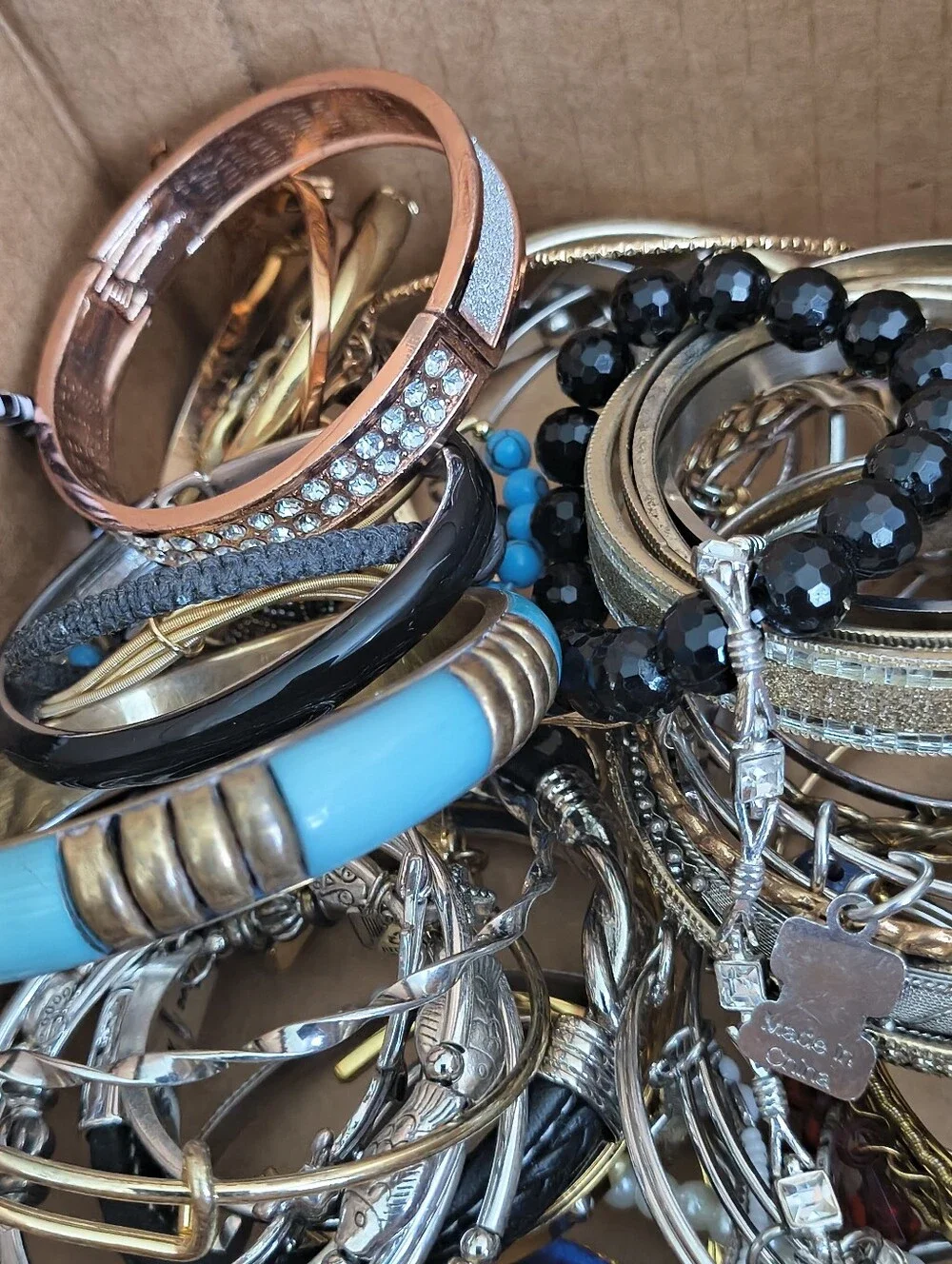 60 Bangle Bracelets For $30! Mixed Variety. All Wearable. Lot #3