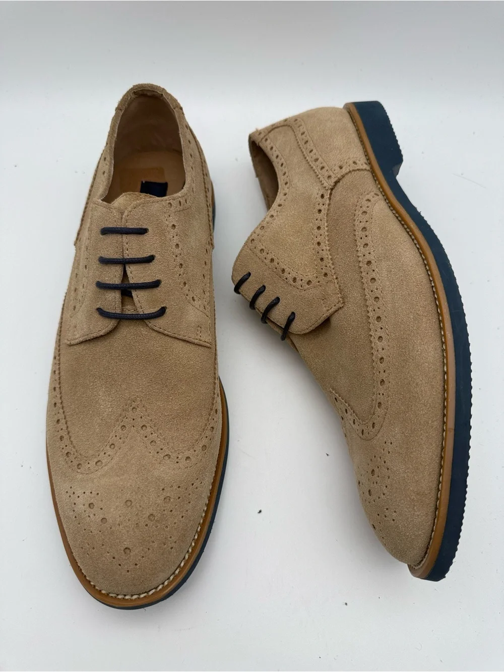 BRAND NEW Joseph Abboud Tan Suede Wingtip Oxford Shoes Mens Size 11