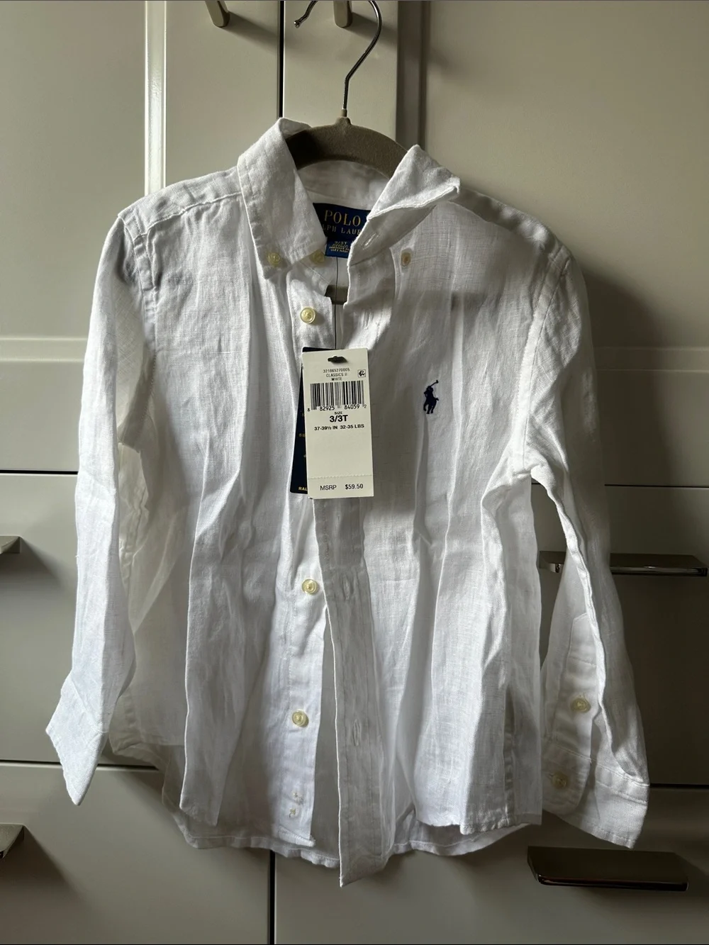 Polo by Ralph Lauren Boys White Linen Button-Down Shirt NWT