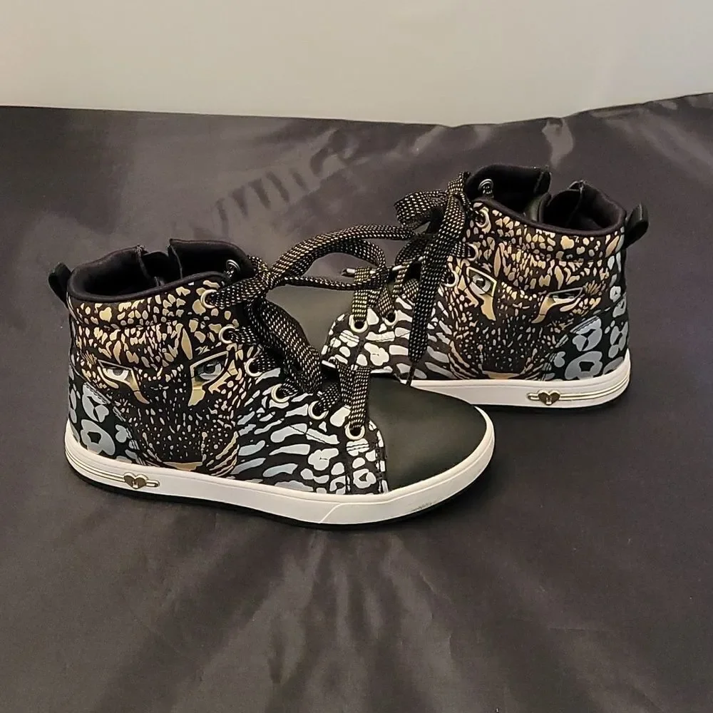 Skechers black leopard
