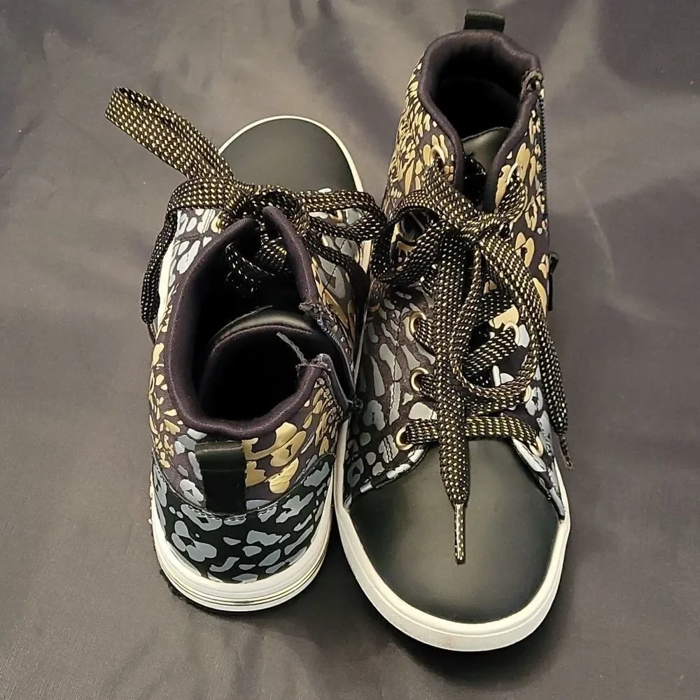 Skechers black leopard