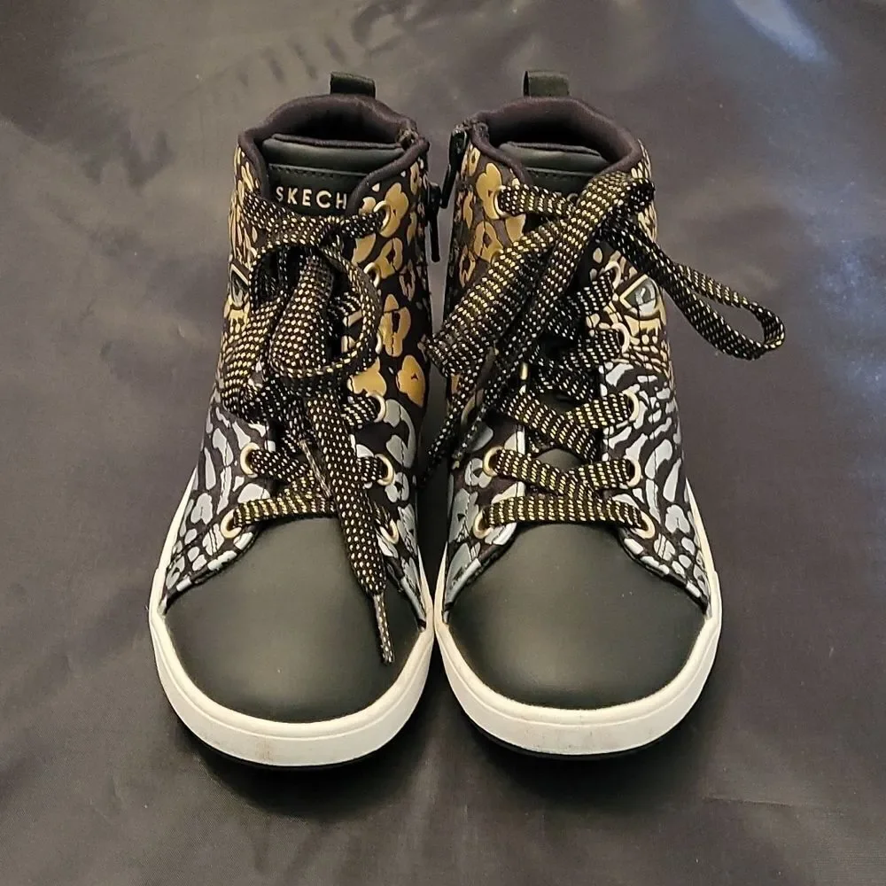 Skechers black leopard
