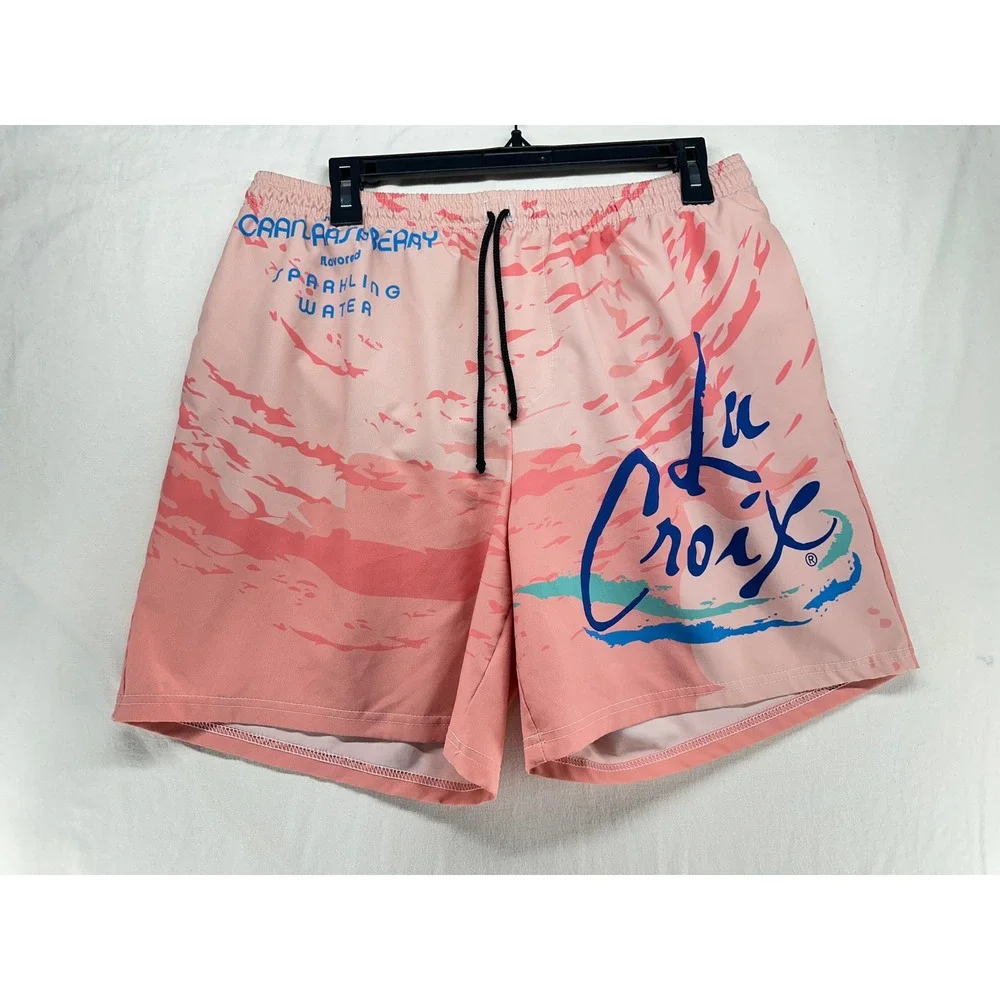 La Croix Cran-Raspberry Pink Swim‎ Trunks Mens Size 36 Graphic Board Shorts