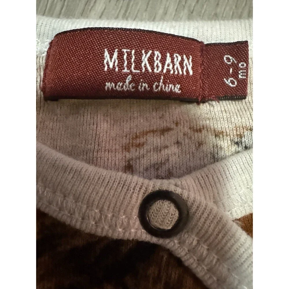 Milkbarn Baby Footed Sleeper One-Piece Snap Mammoth Print Brown 6-9M