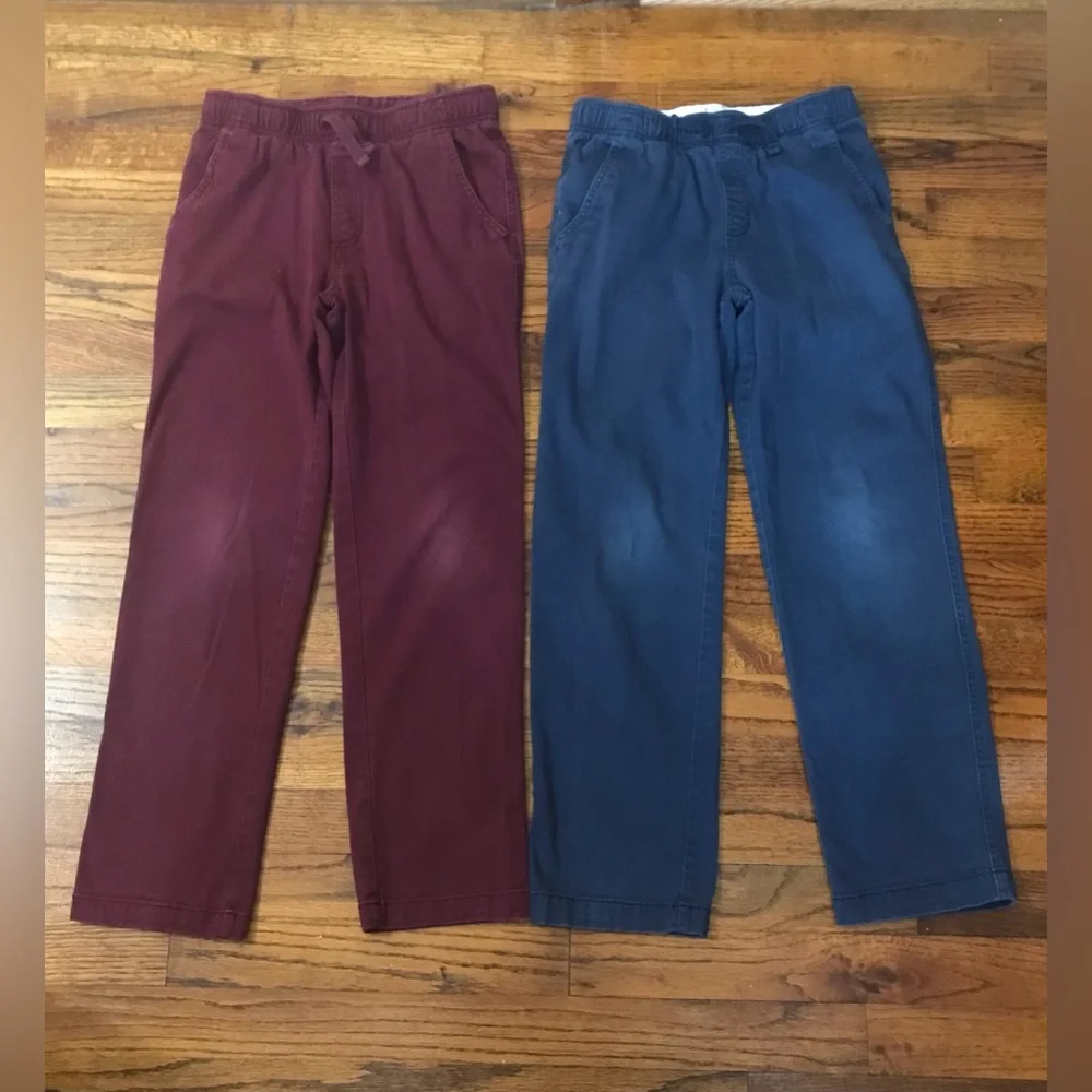 Wonder Nation Burgundy / Navy Blue School Uniform Pants Large Elastic Waist