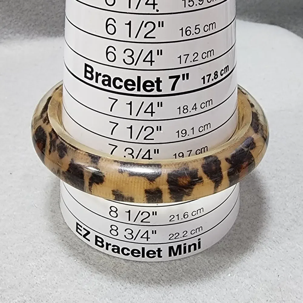 Leopard Animal Print Bangle Bracelet Acrylic-Lucite Vintage 1980s Retro Boho