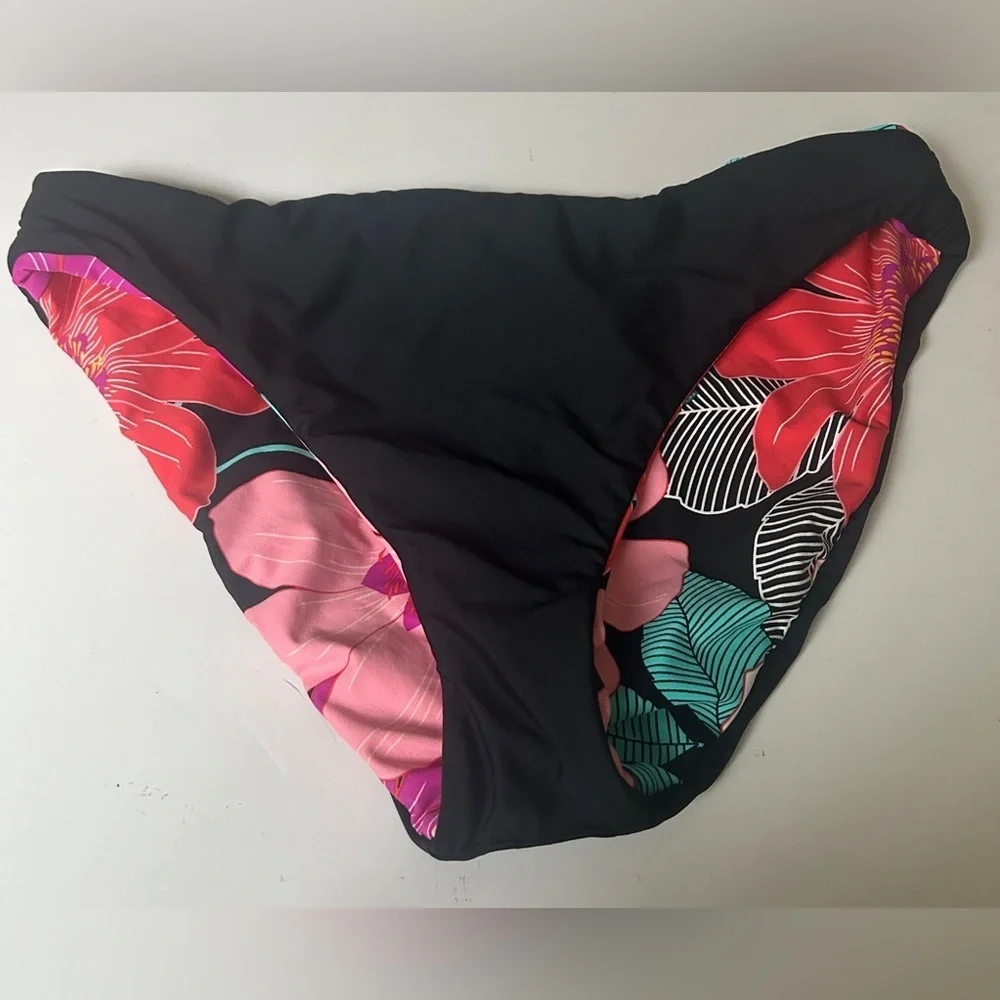 La Blanca In Full Bloom Reversible Hipster Bikini Swim Bottom Black Multicolor 8