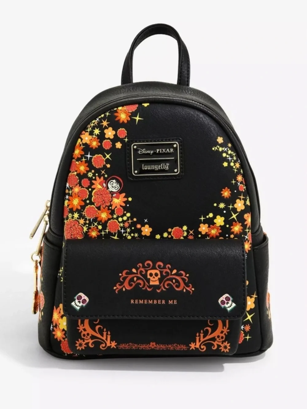 NWT Loungefly Rare Disney Pixar Coco Remember Me Black Floral Mini Backpack