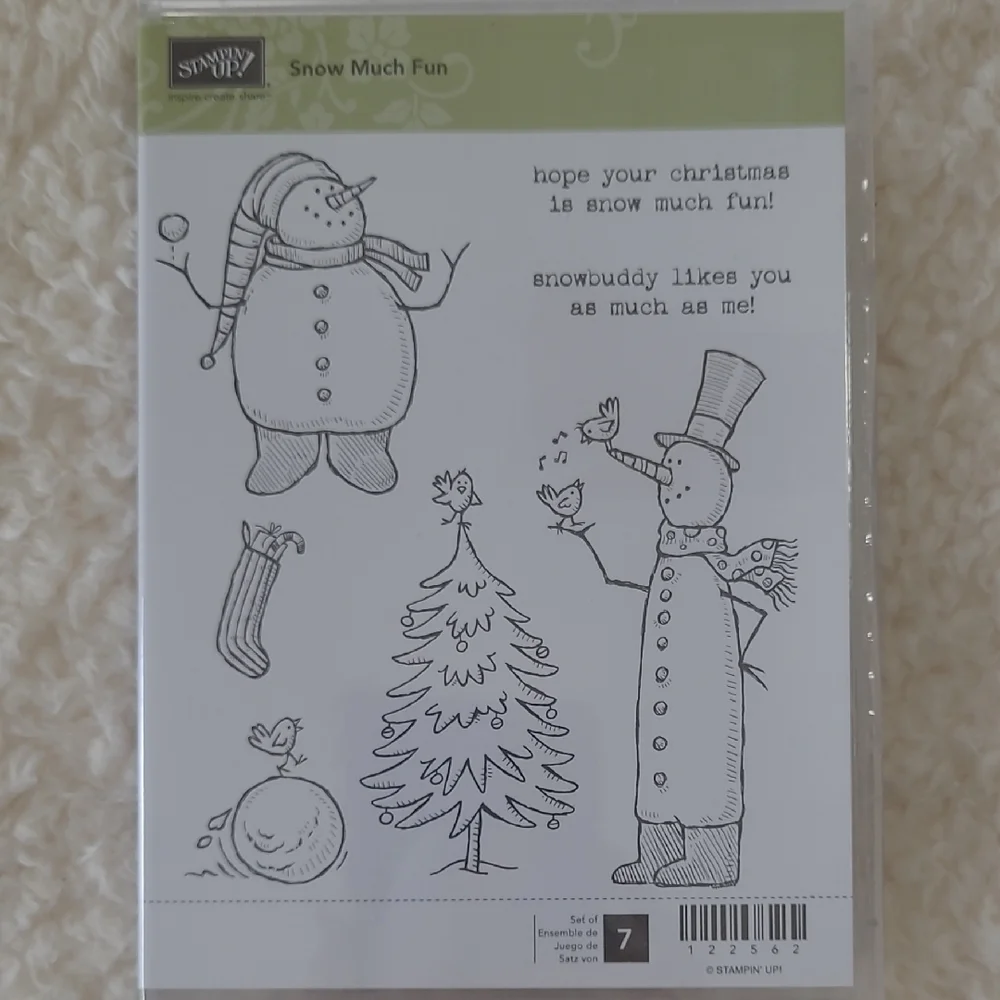NEW Stampin' Up! Snow Much Fun Snowman Snowball Retired Holiday Stamp Set 7 Pc