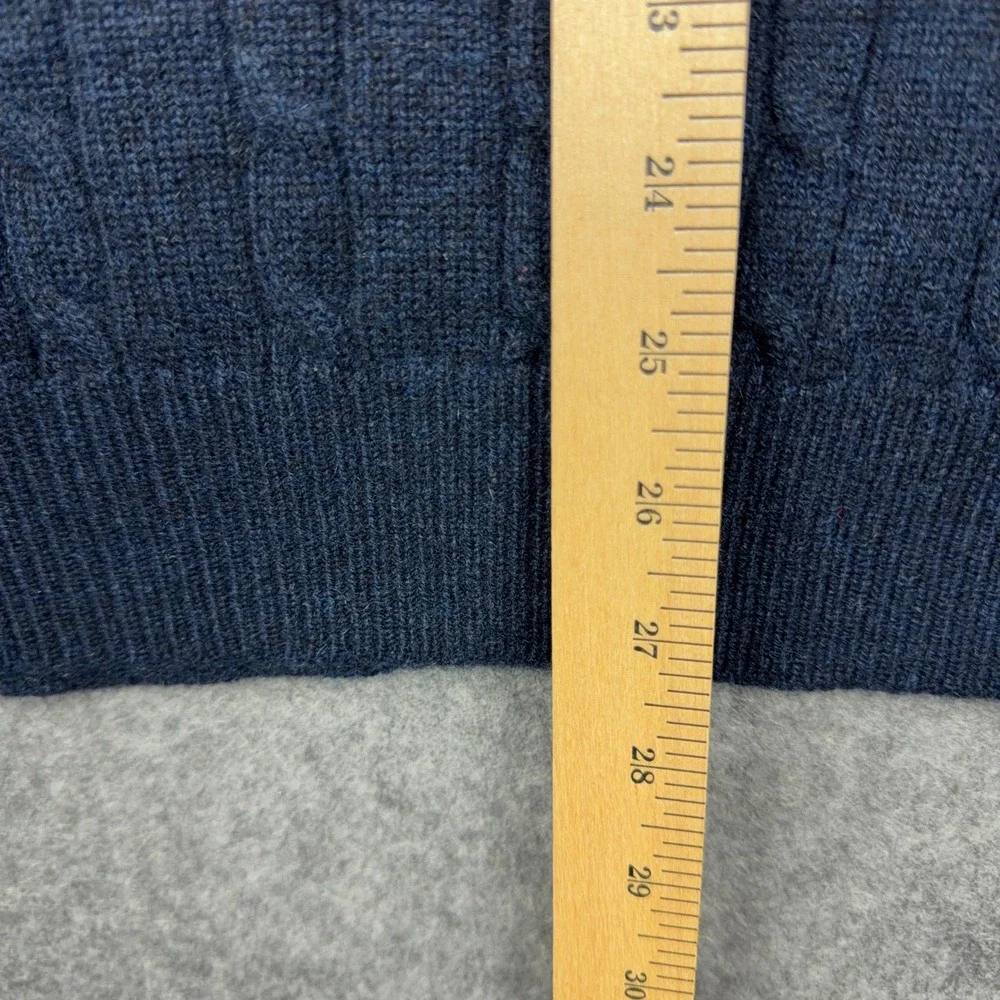 Paul Stuart 100% Cashmere Sweater Mens XL 1/4 Zip Cable Knit Blue Made in Italy