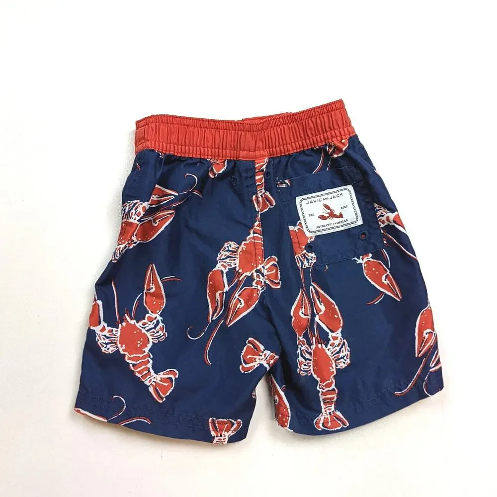 Janie and Jack Swim Trunks Baby Boys Sz 3-6m Blue Lobster Preppy 2012