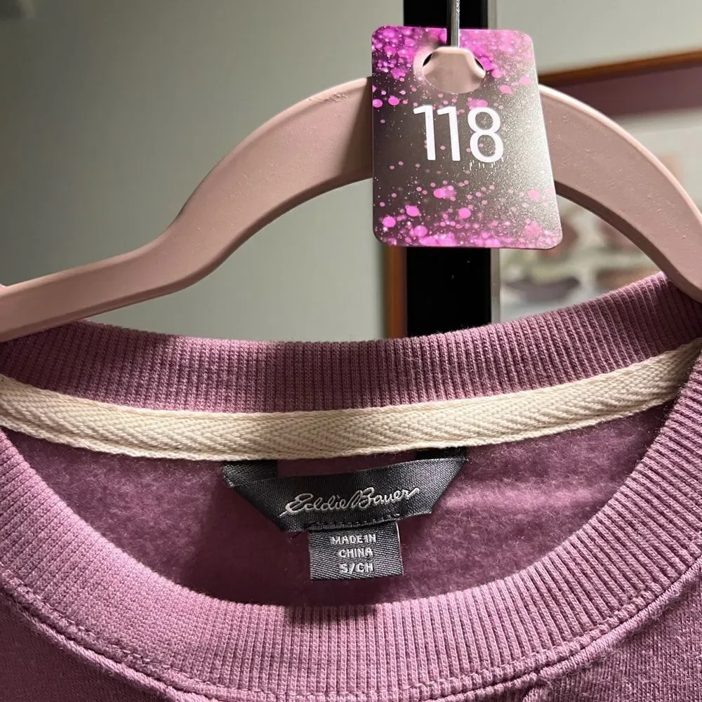NWOT Eddie Bauer Classic Light Purple Crewneck Sweatshirt Size Small #118