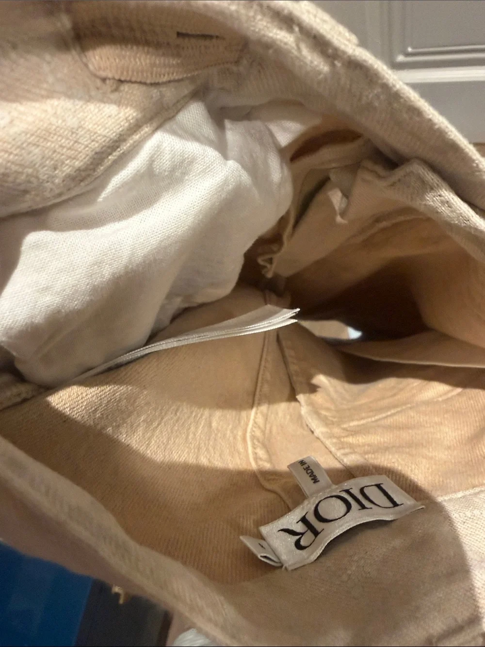 Dior Kids Authentic Cream DIOR Logo Jean Shorts
