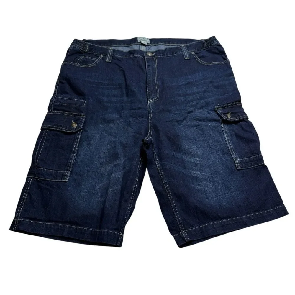 Liberty Blues Jeans Company Dark Wash Denim Cargo Shorts Big & Tall Men’s Sz 44