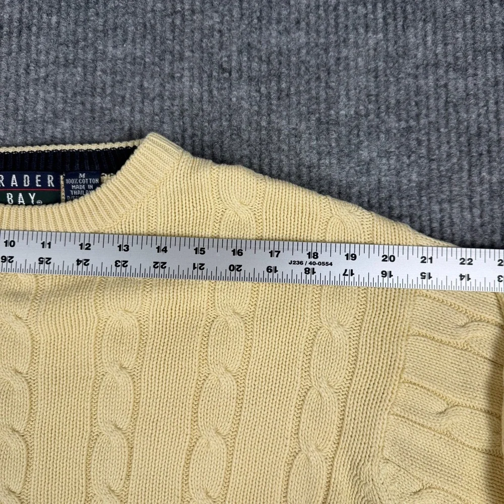 Vtg 90s Trader Bay Sears Sweater Mens M Cotton Cable Knit Crewneck Preppy Ivy