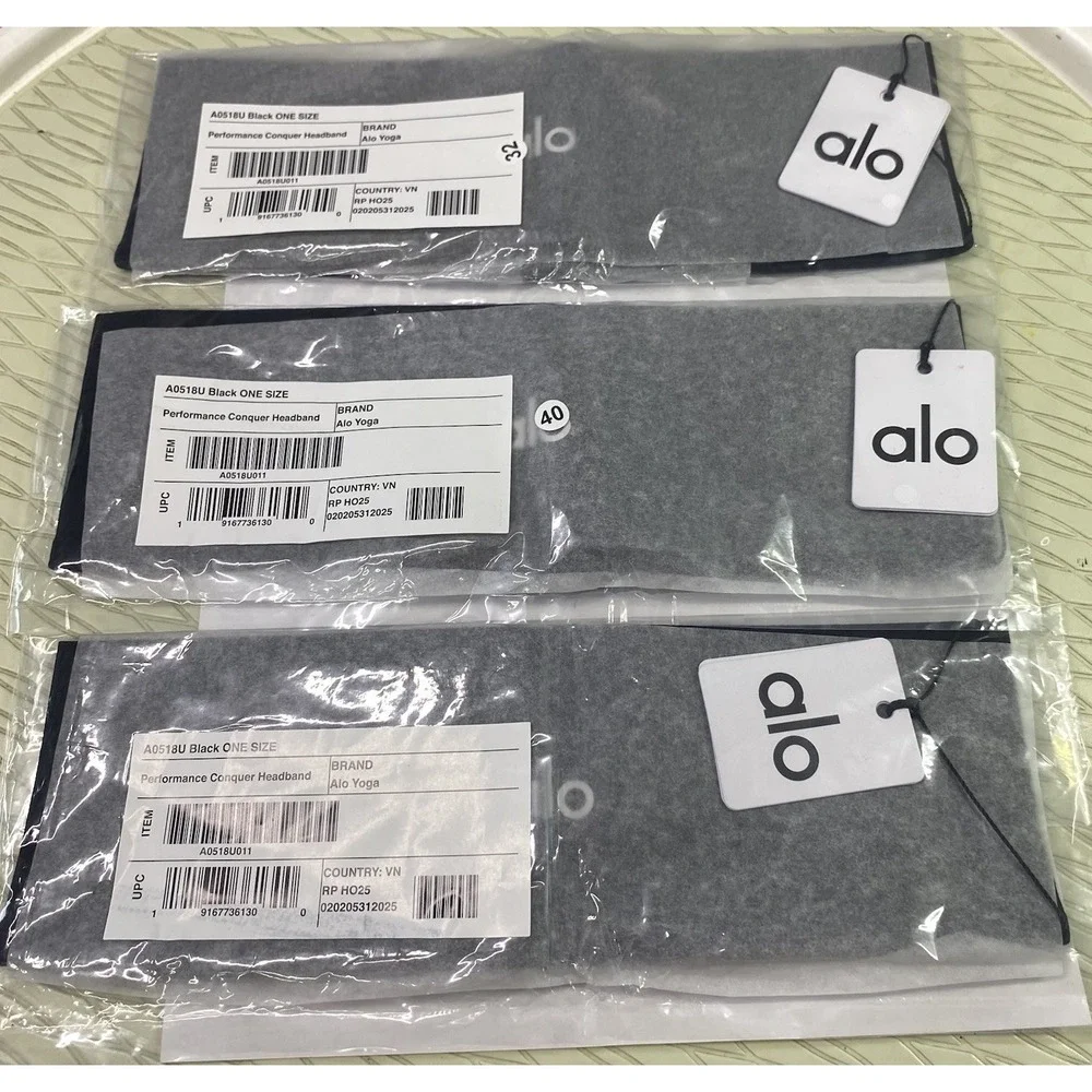 Alo Yoga Women-3 Brand New Performance Conquer Black Headbands One size