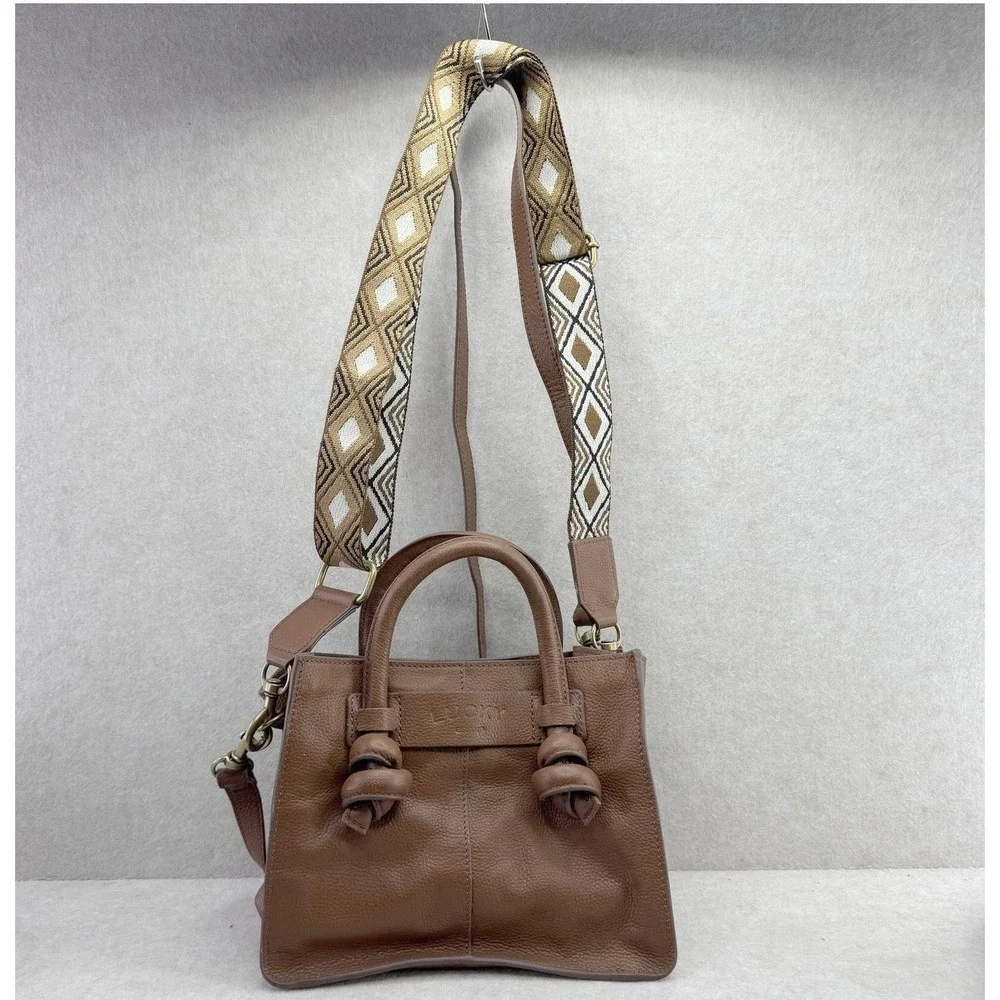 Lucky Brand Satchel Womens Small Brown Pebbled Leather Detachable‎ Strap