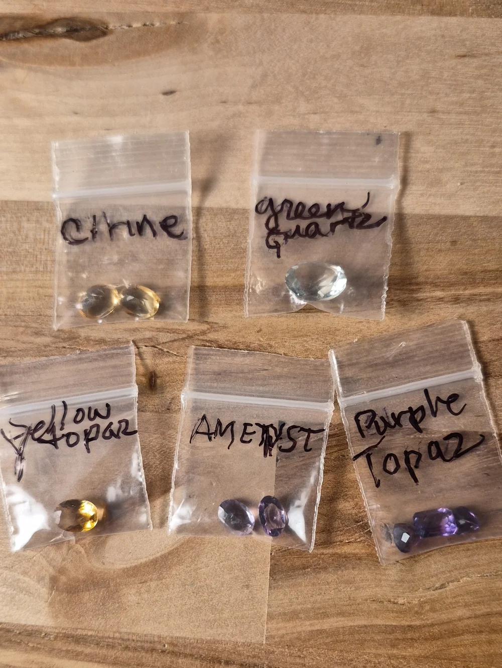 Loose Gemstone Set - Citrine, Green Quartz, Yellow Topaz, Amethyst, Purple Topaz