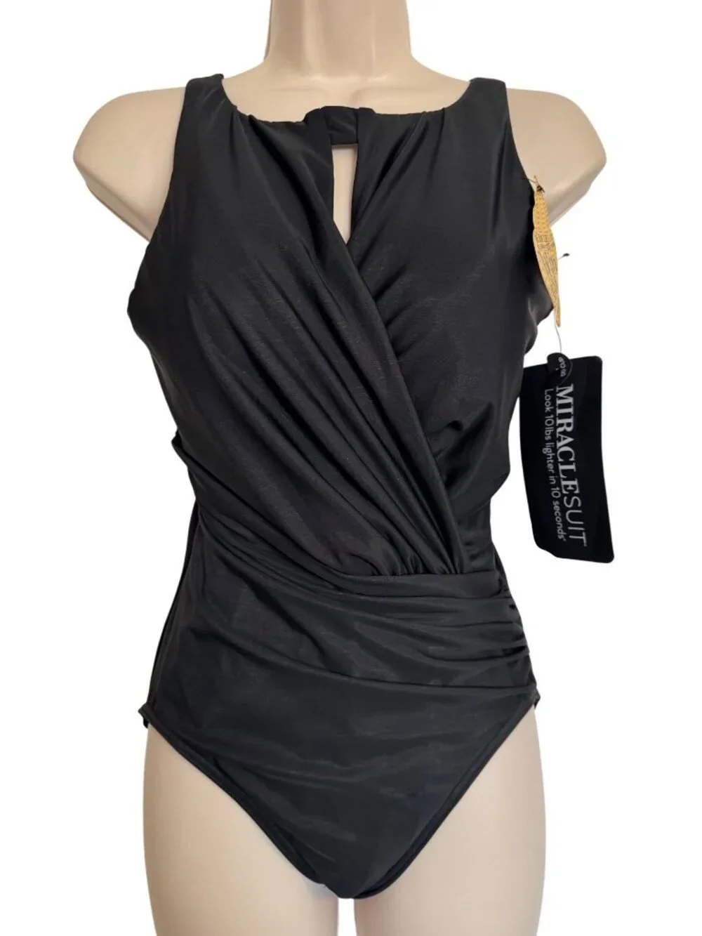 Miraclesuit Arden Size 10DD Black High Neck One Piece Swim NWT $178
