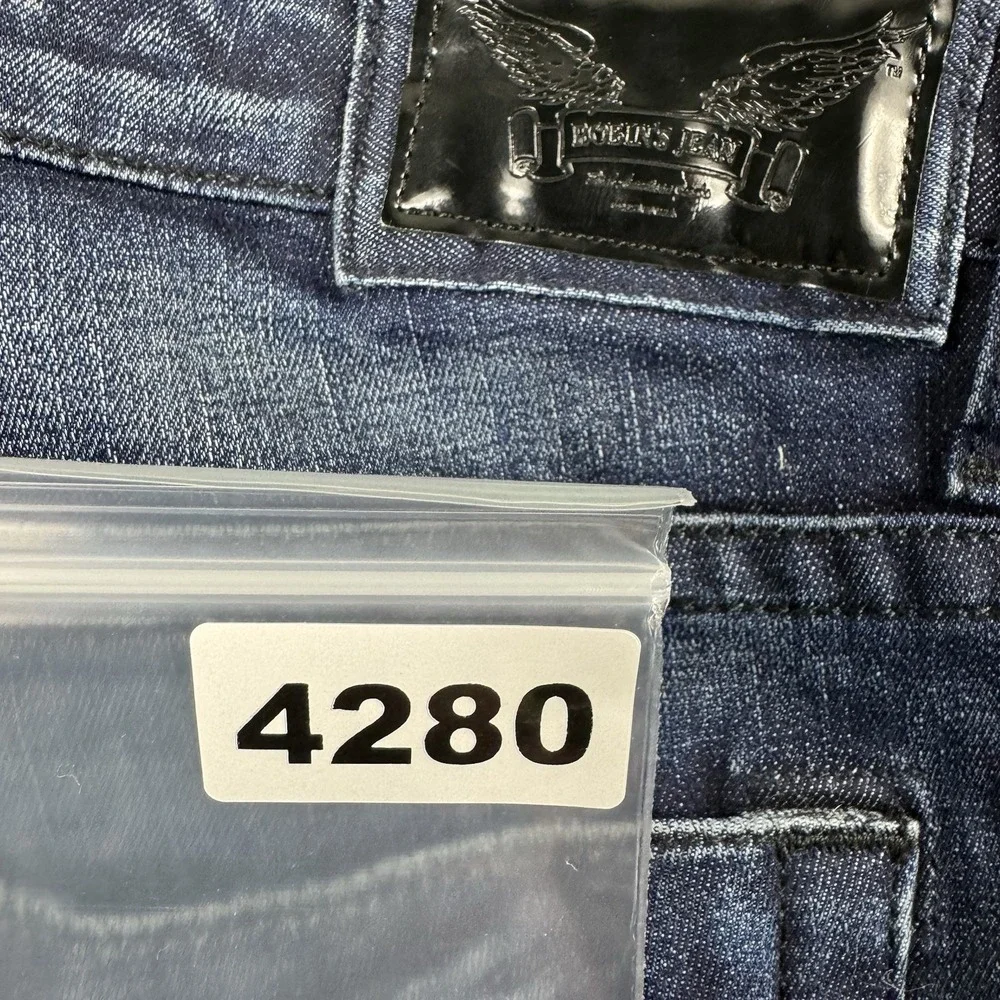 Robins Jean Stonewash Zipper Skinny Straight Fit Mens Jeans 40x34 Blue