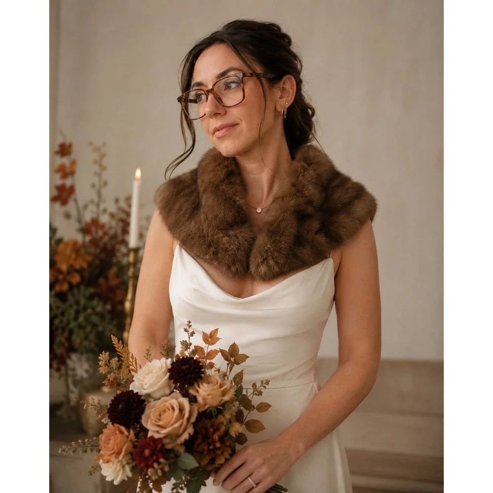 Vintage Mink Fur Collar Wrap Stole Womens Brown Genuine Vintage Glam Stole