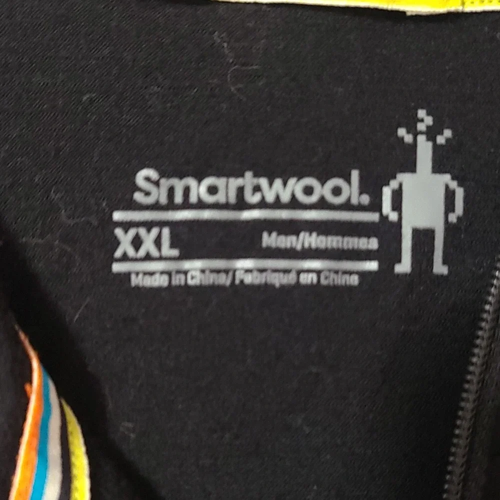 Smartwool Quarter Zip Pullover Mens XXL Black Merino Wool Blend Long Sleeve