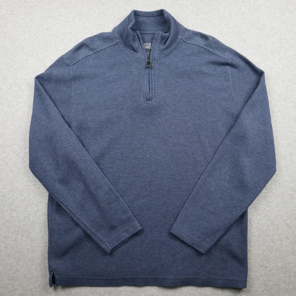 Joe Joseph Abboud 1/4 Zip Pullover Mens L Blue Heather Mock Neck Sweater