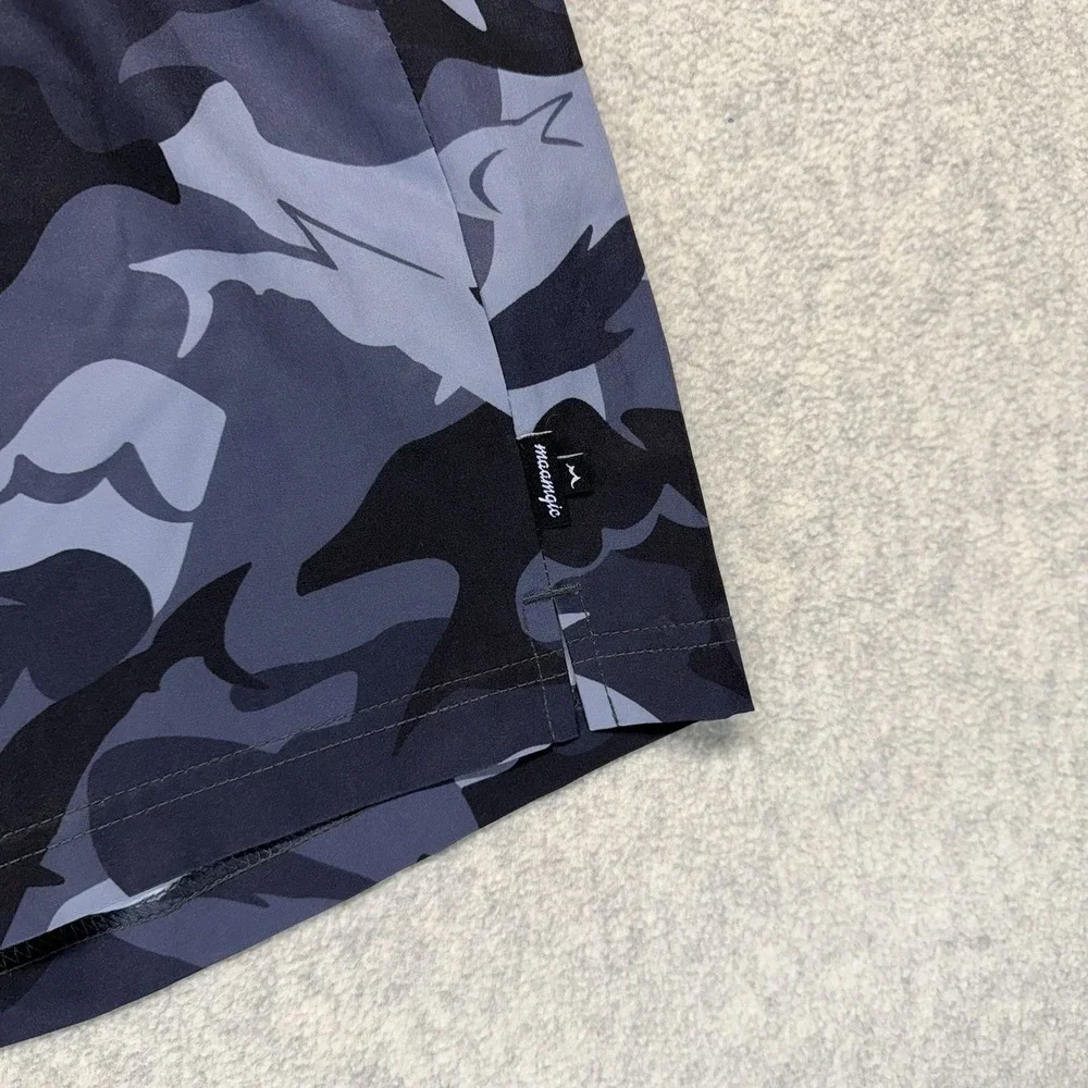Maamgic‎ Mens Swim Trunks Lot of 2 XXL Lined Black Print Gray Camo Shorts