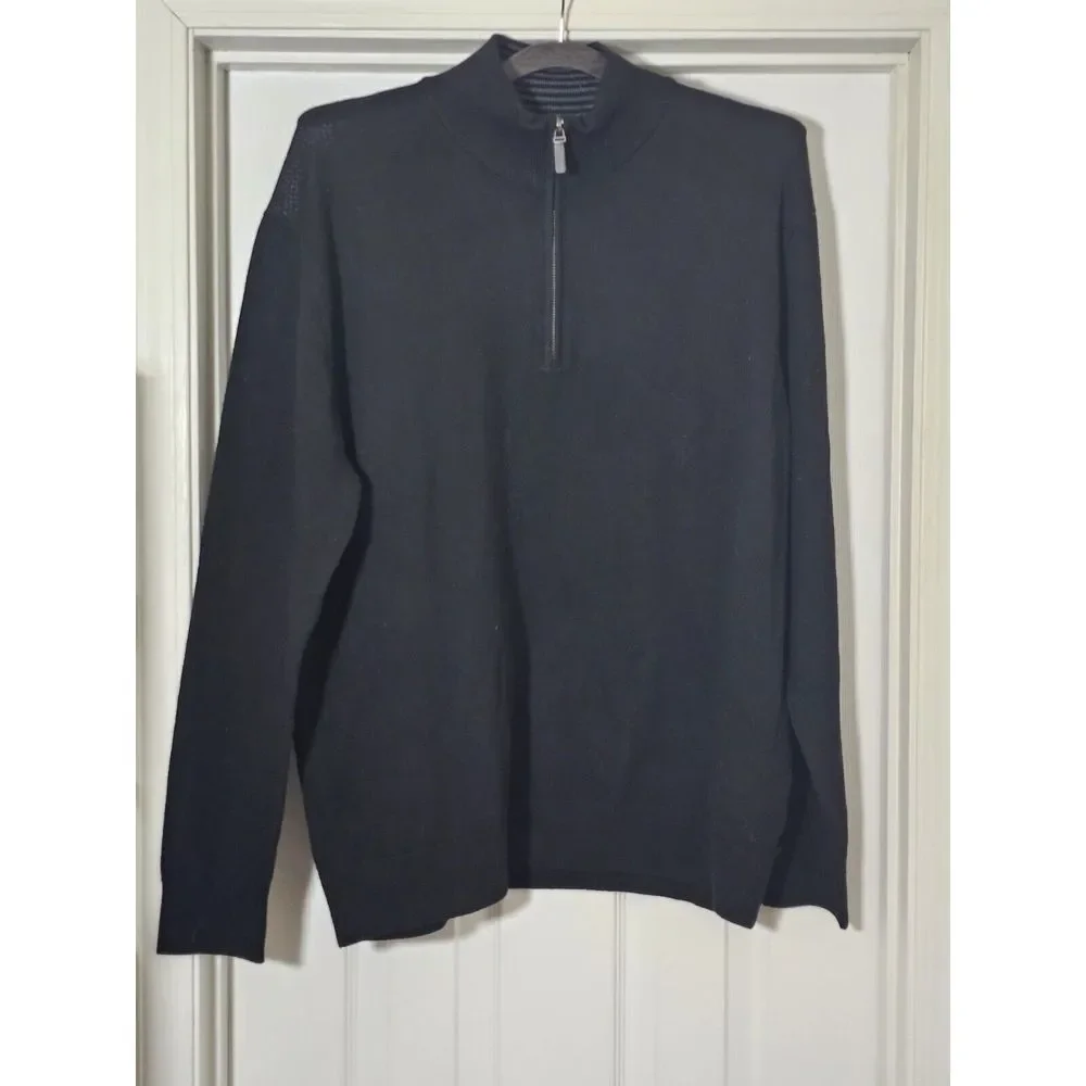 Untuckit Sweater Men's XL Extra 100% Fine‎ Merino Wool Belguardo 1/4 Zip Classic