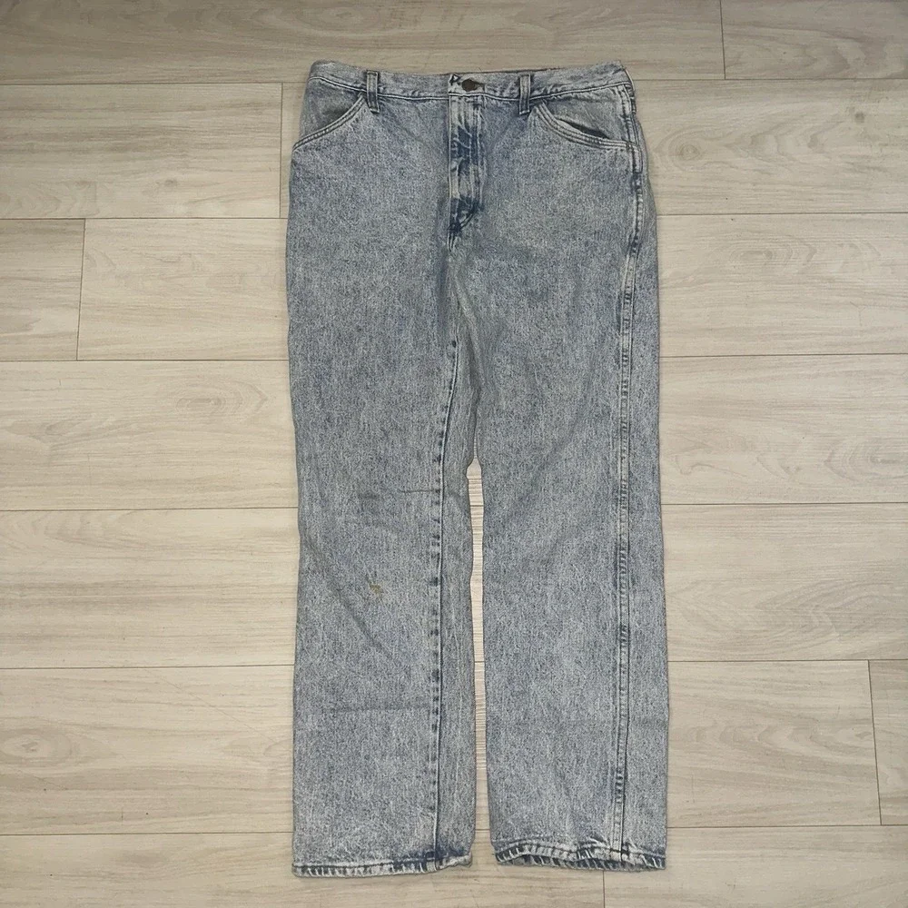 Vintage Rustler‎ Jeans Men's 32x29 Acid Wash Blue Western Cowboy 90s Rancher USA