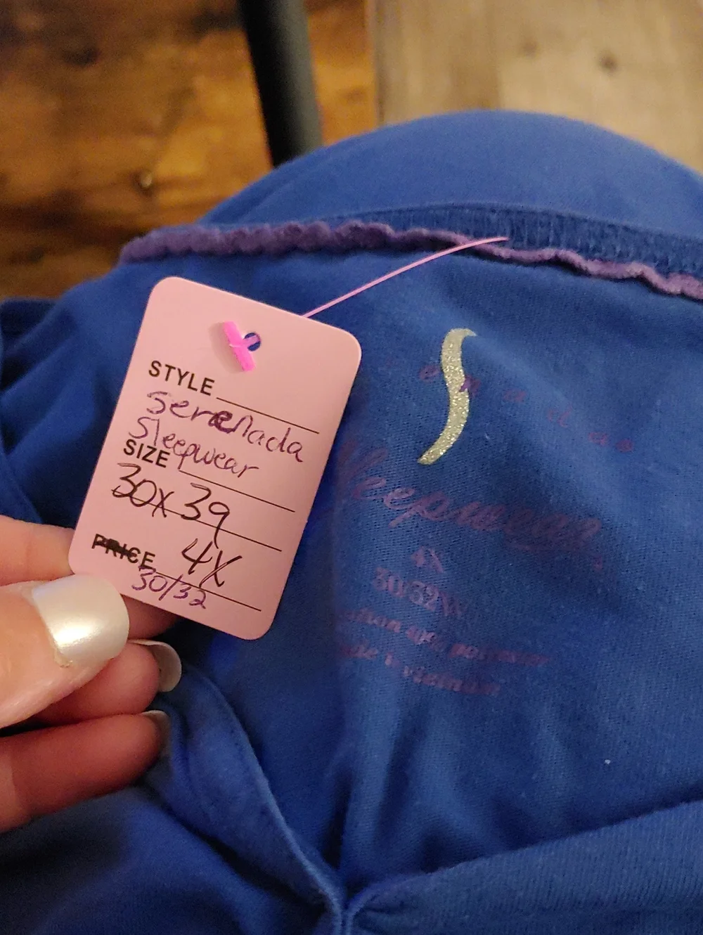 Serenada Sleepwear 4X 30/32 Gorgeous Blue Nightshirt