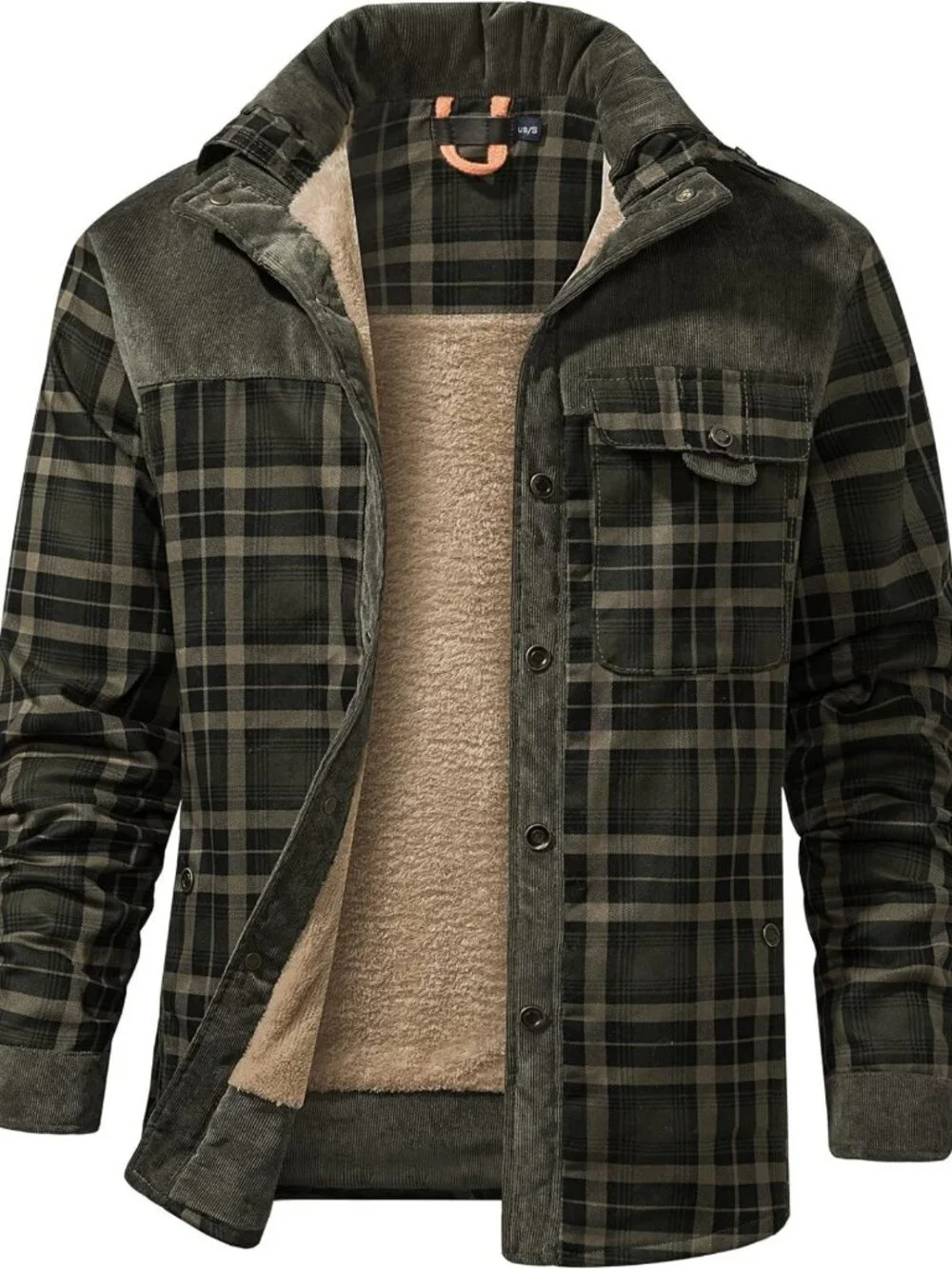 Cozy Sherpa Lined Plaid Flannel Shirt Jacket for Men - Warm Winter Layer with