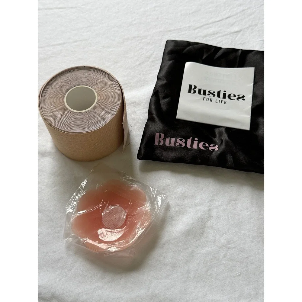 Busties For Life Breast Tape Kit Tan Body Tape and Silicone Nipple Covers Set