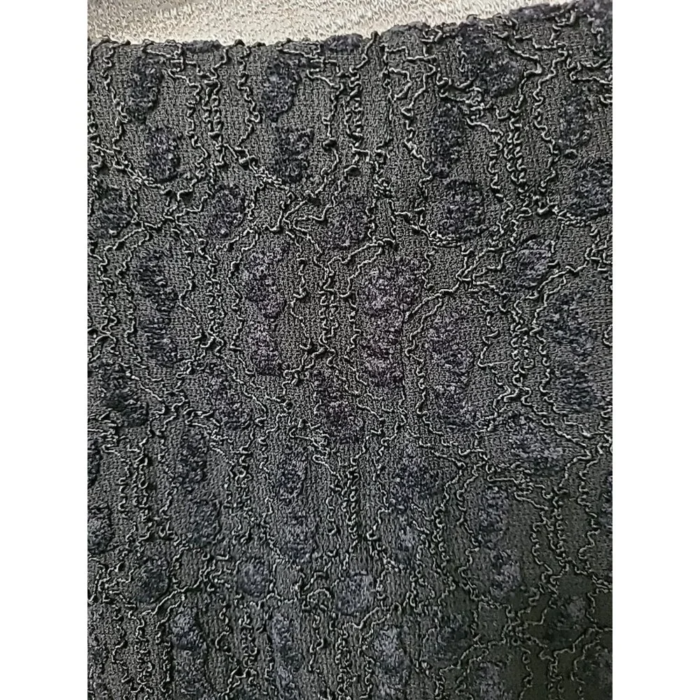 600 West Skirt Womens Black‎ Lined Midi A Line Gored Textured Lace Overlay Dark