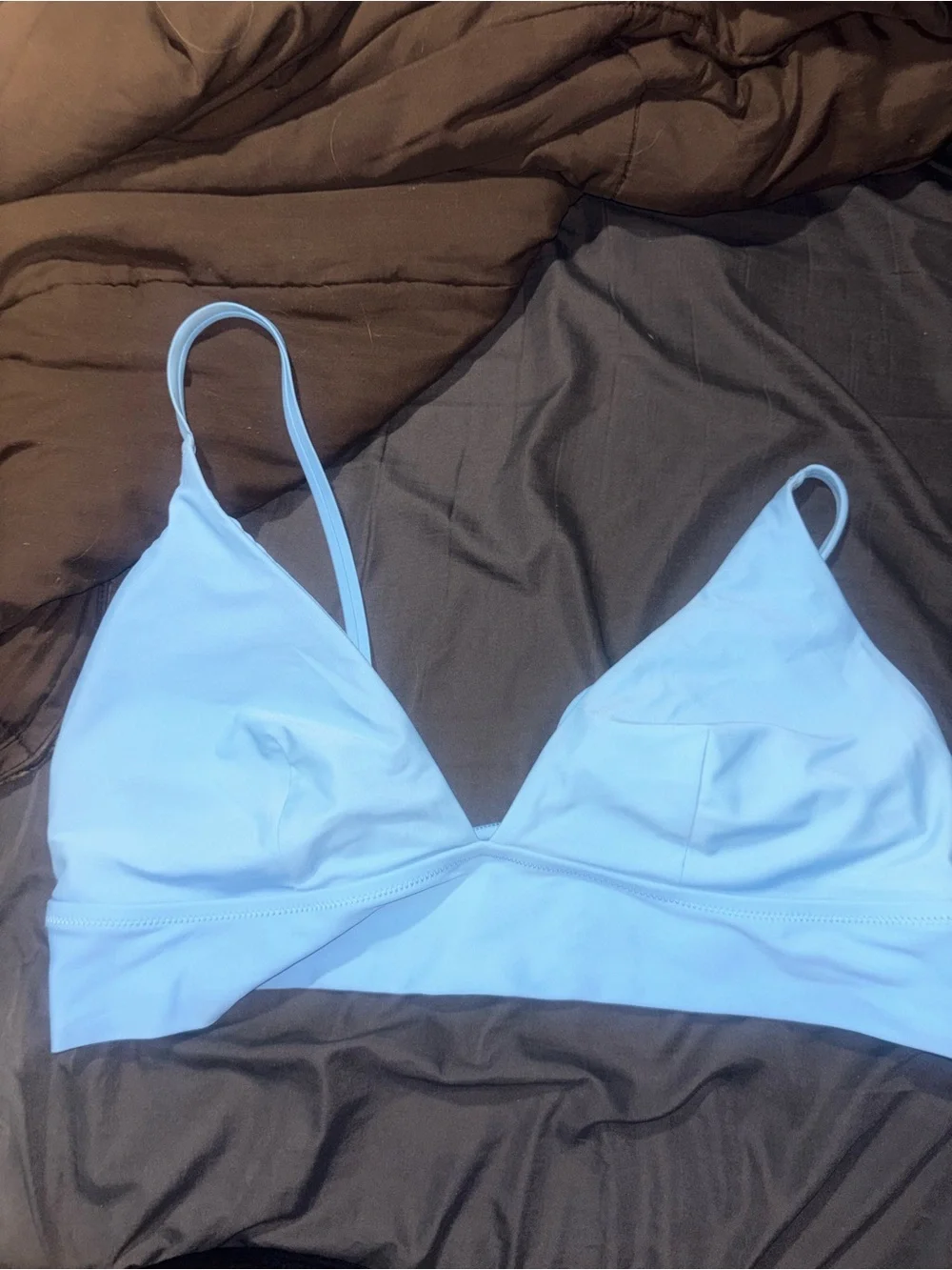 Light Blue Triangle Bikini Top with Adjustable Spaghetti Straps