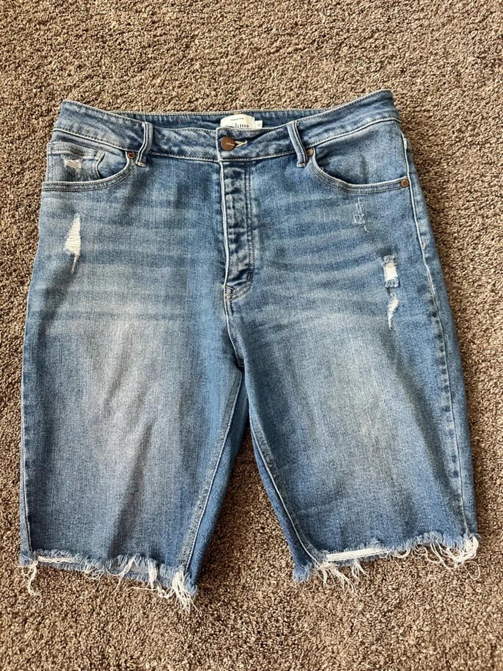 Böhme Distressed High Rise Button Fly Bermuda Shorts Size 30 Boho Festival