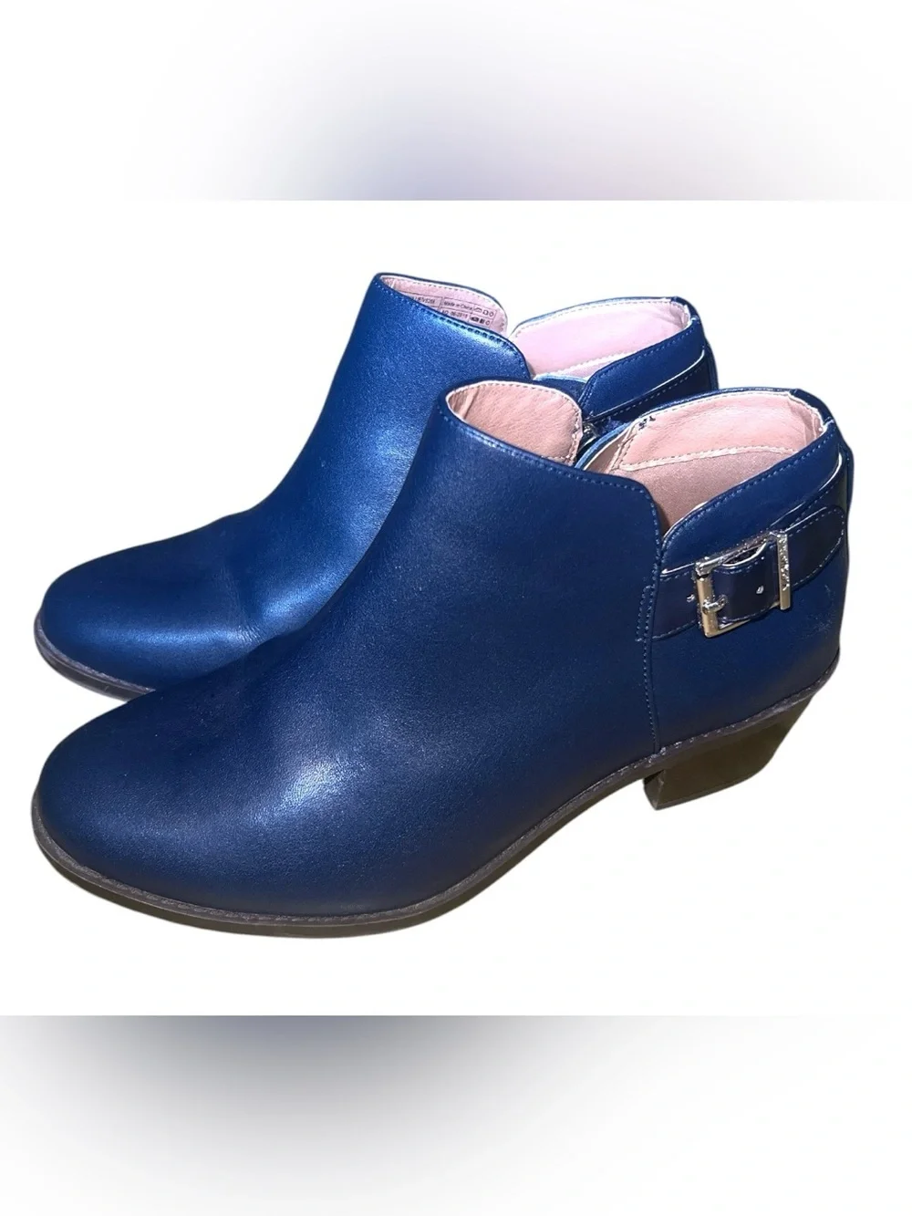 Vionic Millie Leather‎ Ankle Boots Navy Blue Wide Size 7.5