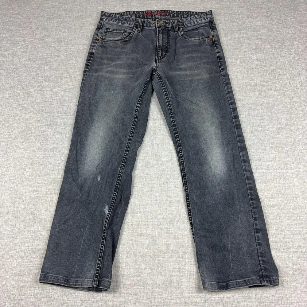 Robert Graham Classic Yates Jeans Mens 31x28 Gray Charcoal Wash Straight Denim